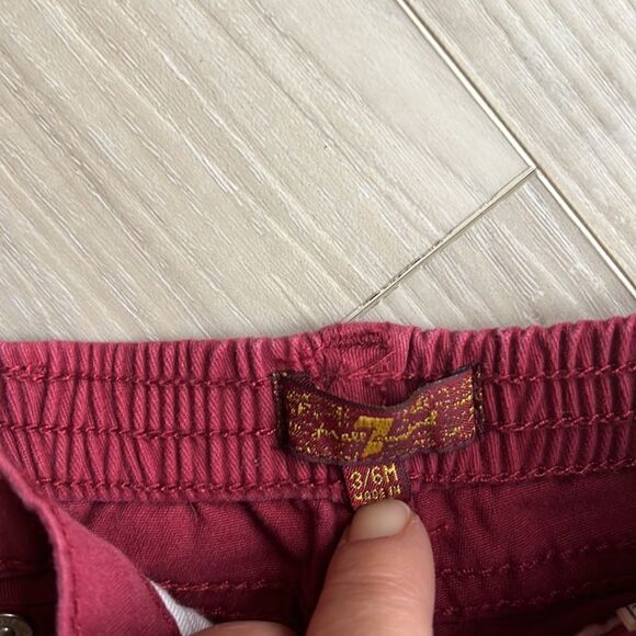 7 For All Mankind Burgundy Jeans Pants Baby 3/6 Months - Picture 5 of 6